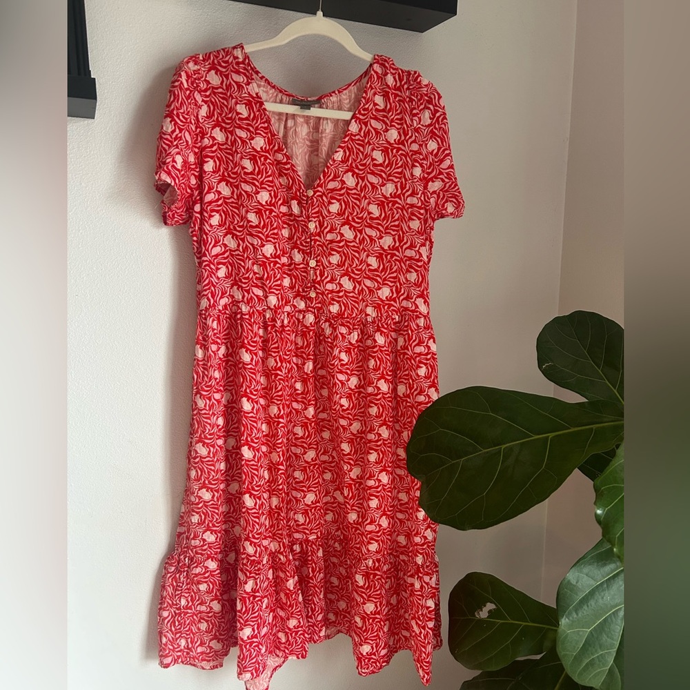 Style & Co. Red and Pink Floral Midi Dress